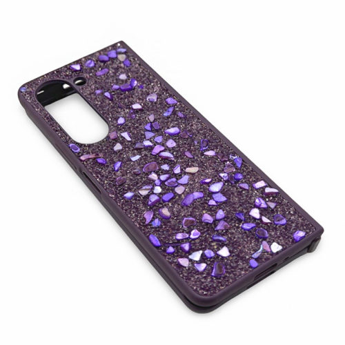 Луксозен калъф с камъни за Samsung Galaxy Z Fold 5 лилав гръб