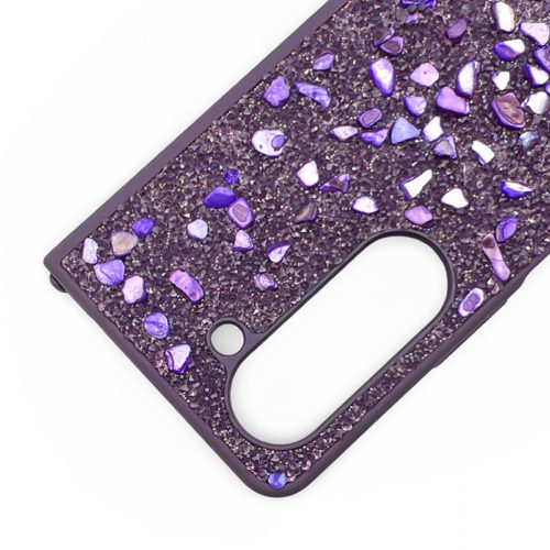 Луксозен калъф с камъни за Samsung Galaxy Z Fold 5 лилав камера