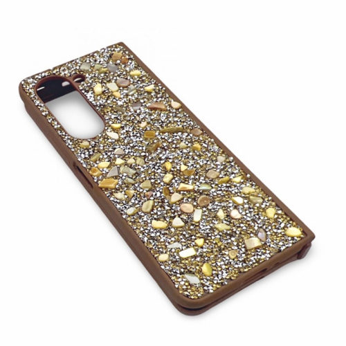 Луксозен калъф с камъни за Samsung Galaxy Z Fold 6 златен гръб