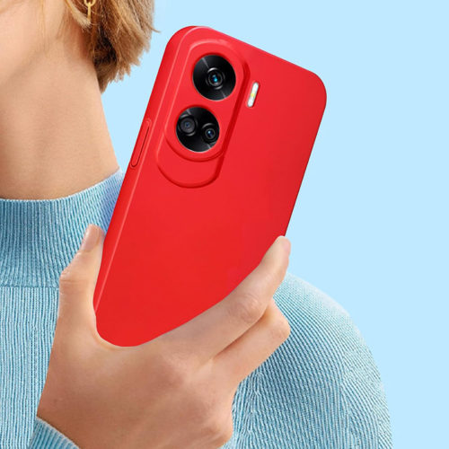 Силиконов калъф за Honor 90 Lite червен изчистен