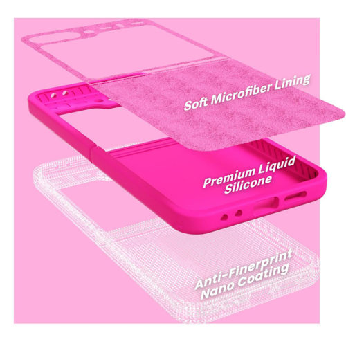 Силиконов калъф за Samsung Galaxy Z Flip 5 розов микрофибър