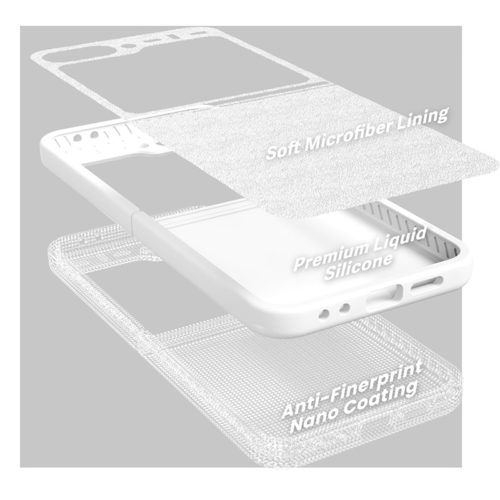 Силиконов калъф за Samsung Galaxy Z Flip 6 бял микрофибър