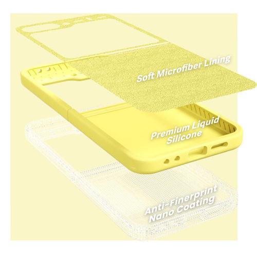 Силиконов калъф за Samsung Galaxy Z Flip 6 жълт микрофибър
