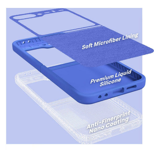 Силиконов калъф за Samsung Galaxy Z Flip 6 син микрофибър