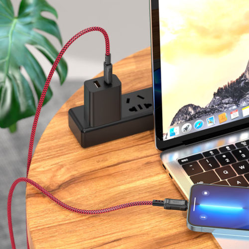 Кабел с оплетка Type-C към Lightning зареждане