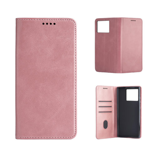Кожен калъф с магнитен капак за Xiaomi 15 Pro розов