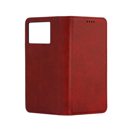 Кожен калъф с магнитен капак за Xiaomi 15 Pro червен камера