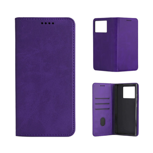 Кожен калъф с магнитен капак за Xiaomi 15 лилав