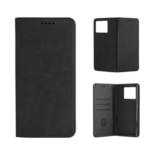 Кожен калъф с магнитен капак за Xiaomi 15 черен