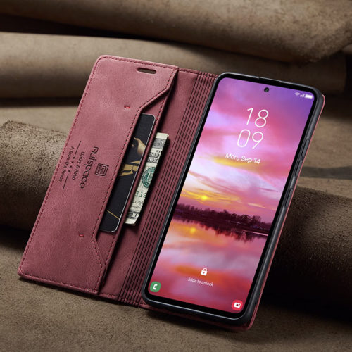 Оригинален кожен калъф за Samsung Galaxy S25 червен 1