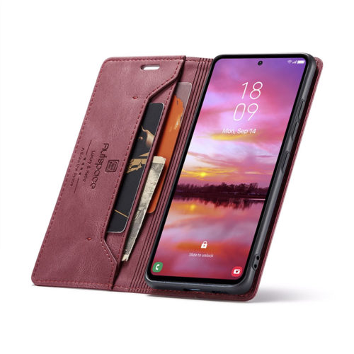 Оригинален кожен калъф за Samsung Galaxy S25 червен 10