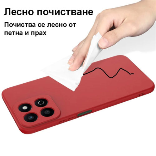 Силиконов калъф за Honor 200 Smart червен лесно почистване