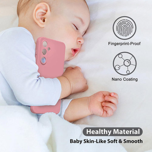 Силиконов калъф за Samsung Galaxy S25 Plus розов против отпечатъци