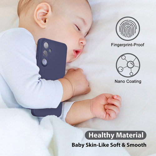 Силиконов калъф за Samsung Galaxy S25 Plus син против отпечатъци