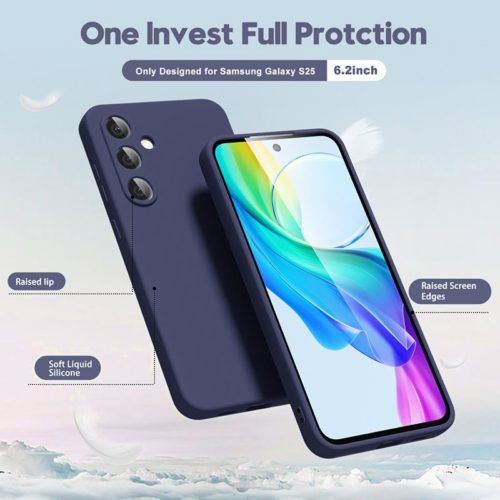 Силиконов калъф за Samsung Galaxy S25 Plus син пълна защита
