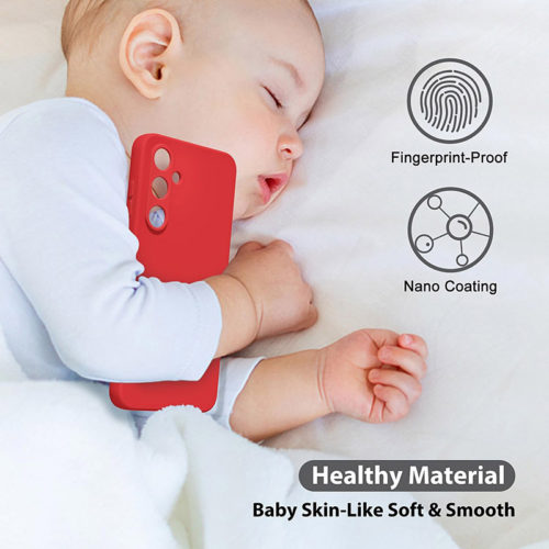 Силиконов калъф за Samsung Galaxy S25 Plus червен против отпечатъци