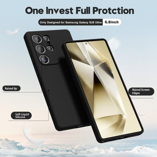Силиконов калъф за Samsung Galaxy S25 Ultra черен пълна защита