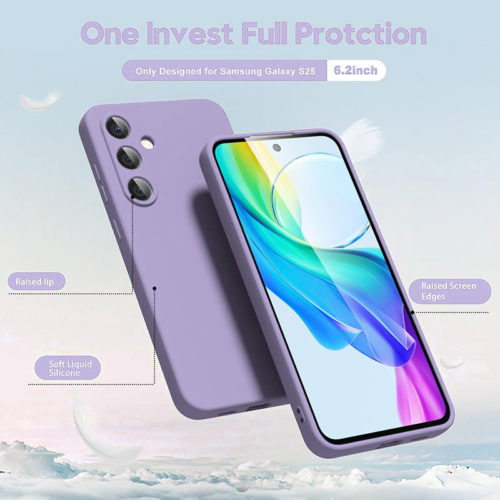 Силиконов калъф за Samsung Galaxy S25 лилав пълна защита