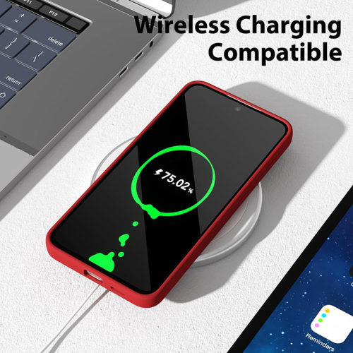 Силиконов калъф за Samsung Galaxy S25 червен безжично зареждане