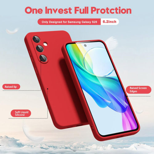 Силиконов калъф за Samsung Galaxy S25 червен пълна защита