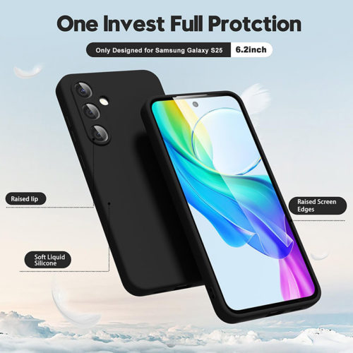 Силиконов калъф за Samsung Galaxy S25 черен пълна защита