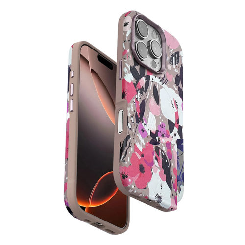 Оригинален калъф с цветя за iPhone 16 Pro тъмен