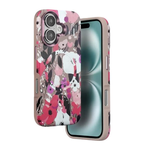 Оригинален калъф с цветя за iPhone 16 тъмен