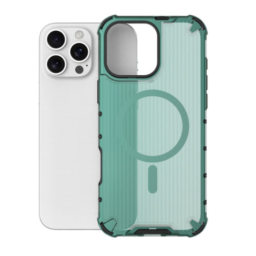 Удароустойчив калъф с Magsafe за iPhone 16 Pro Max зелен гръб