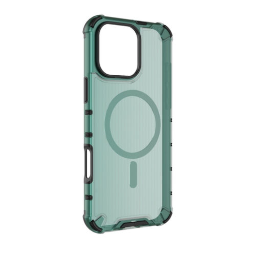 Удароустойчив калъф с Magsafe за iPhone 16 Pro Max зелен прозрачен