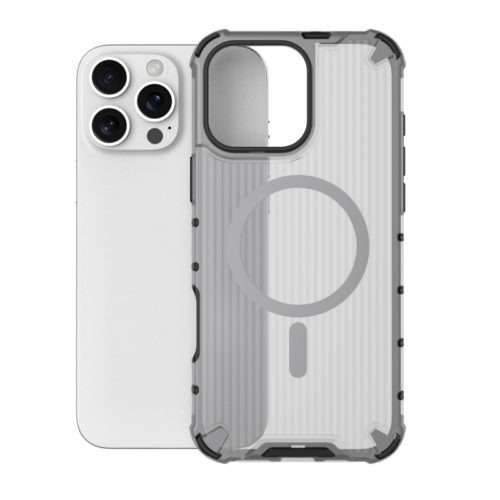 Удароустойчив калъф с Magsafe за iPhone 16 Pro Max сив гръб