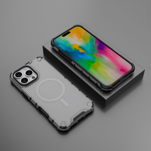 Удароустойчив калъф с Magsafe за iPhone 16 Pro Max сив телефон