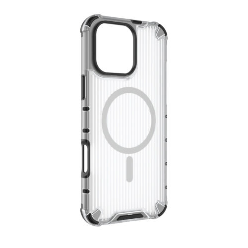 Удароустойчив калъф с Magsafe за iPhone 16 Pro бял прозрачен