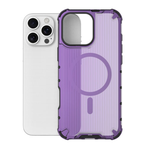 Удароустойчив калъф с Magsafe за iPhone 16 Pro лилав гръб