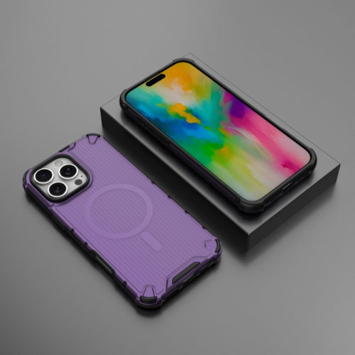 Удароустойчив калъф с Magsafe за iPhone 16 Pro лилав телефон