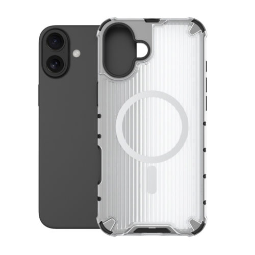 Удароустойчив калъф с Magsafe за iPhone 16 бял гръб