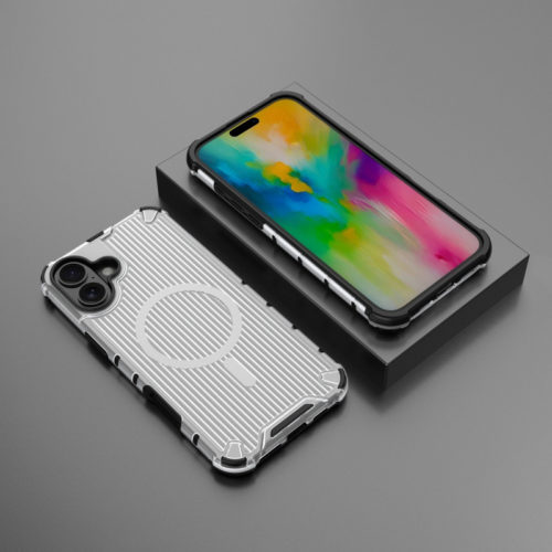 Удароустойчив калъф с Magsafe за iPhone 16 бял телефон