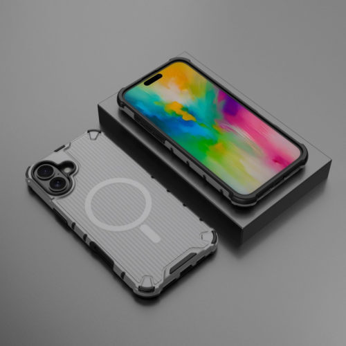 Удароустойчив калъф с Magsafe за iPhone 16 сив телефон