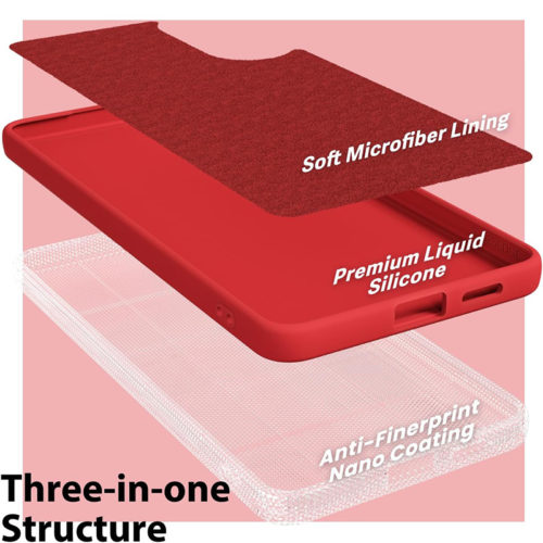 Силиконов калъф за Samsung Galaxy S25 Edge червен микрофибър