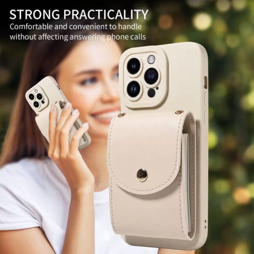 Луксозен калъф с портфейл за iPhone 16 Plus бял удобство