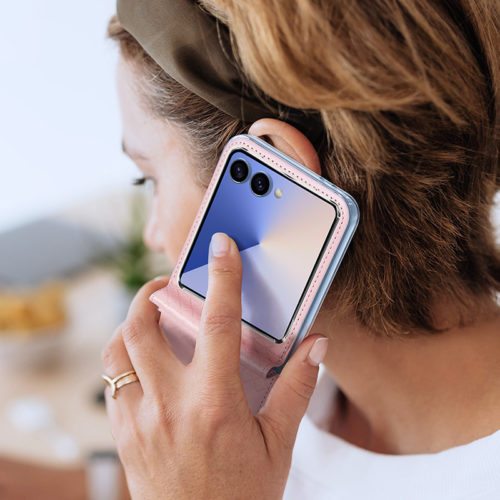 Оригинален кожен калъф за Samsung Galaxy Z Flip 7 розов телефон