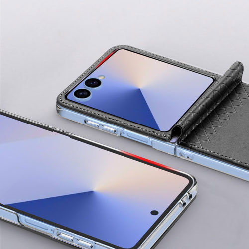 Оригинален кожен калъф за Samsung Galaxy Z Flip 7 черен защита екран