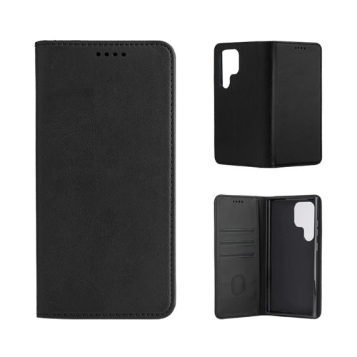 Кожен калъф с магнитен капак за Samsung Galaxy A17 черен