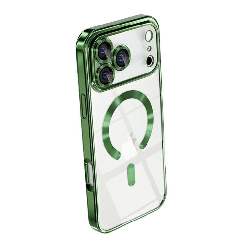 Луксозен прозрачен калъф за iPhone 17 Pro зелен