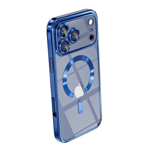 Луксозен прозрачен калъф за iPhone 17 Pro син