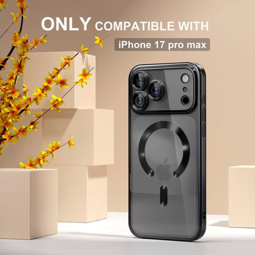 Луксозен прозрачен калъф за iPhone 17 Pro черен красив