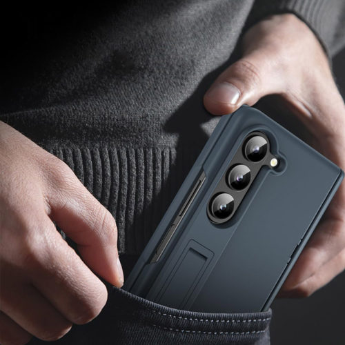 Калъф със защита на пантите за Samsung Galaxy Z Fold 4 сив тънък профил
