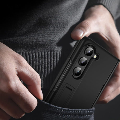 Калъф със защита на пантите за Samsung Galaxy Z Fold 6 черен тънък профил