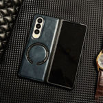 Кожен калъф с Magsafe за Samsung Galaxy Z Fold 5 син