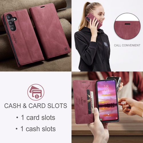 Оригинален кожен калъф за Samsung Galaxy A07 червен 07