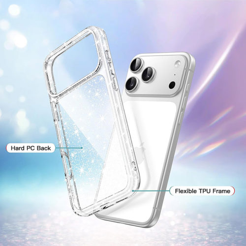 Прозрачен бляскав калъф за iPhone 17 Pro твърд гръб